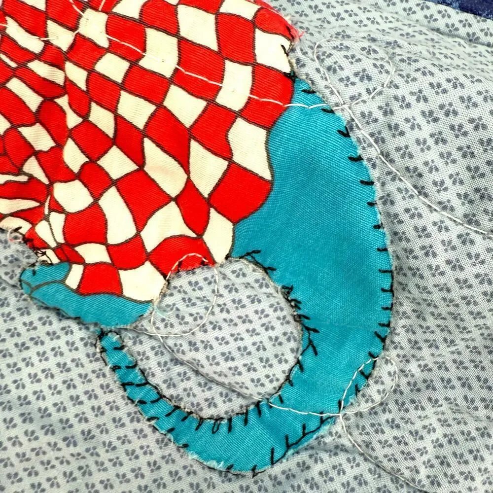 Hand Made Vintage Crib Quilt 42x66 Dinosaur Themed Rustic Retro Machine Quilted